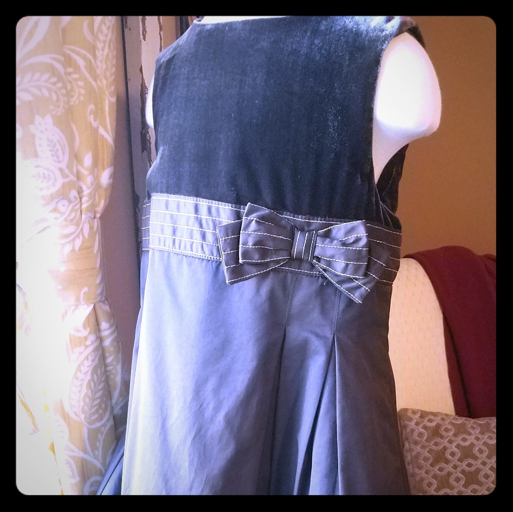 Brown velvet dress.